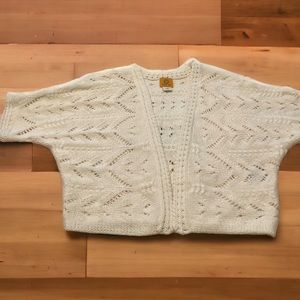 Ruby Rd. Open, knit cardigan, 3/4 sleeves, kimono shape, ecru, size L
